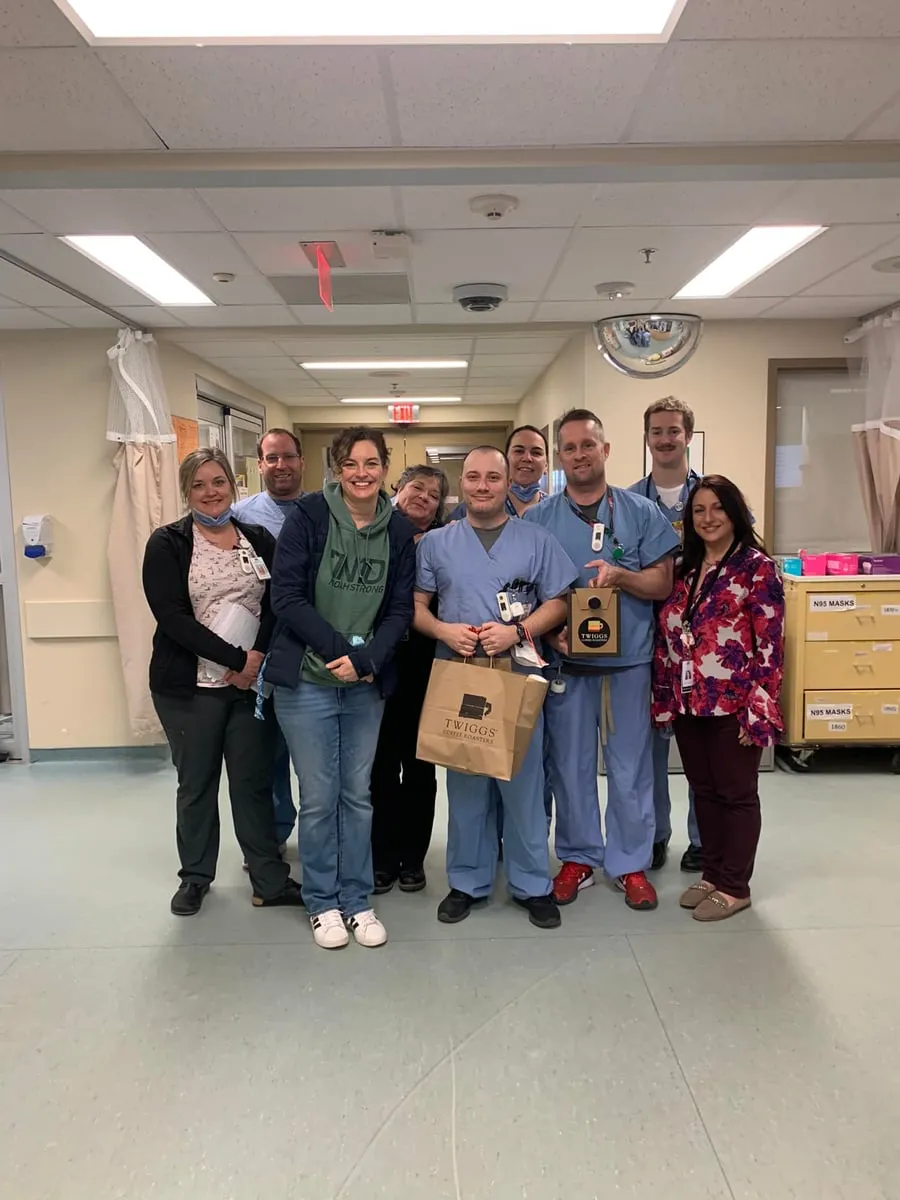 Hospital staff with NoahStrong gift bags