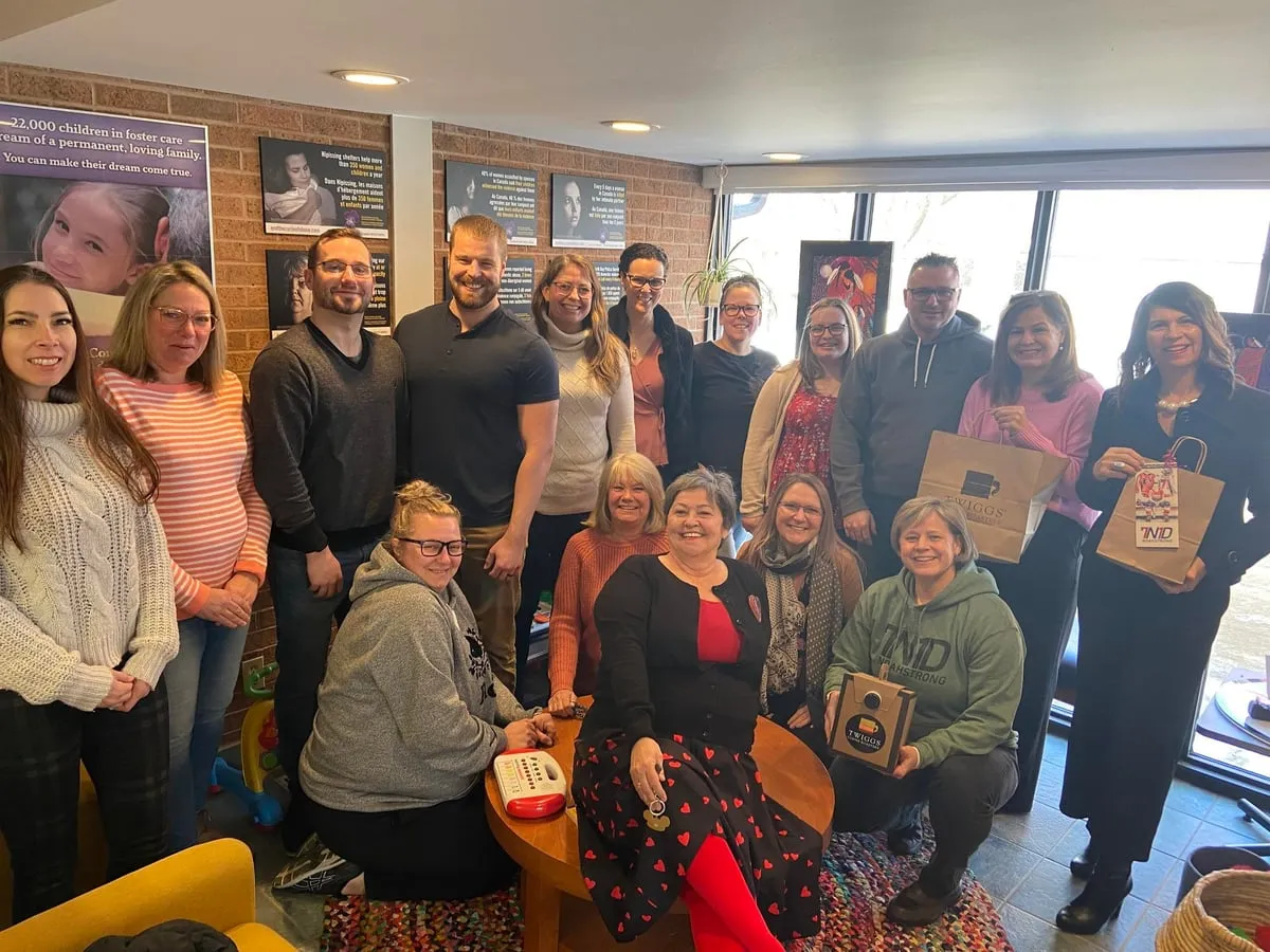 Large group of supporters with NoahStrong gifts